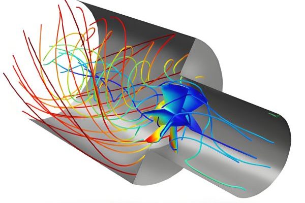Diagram showing different flow cross-sections in a hydraulic drive system with area calculations