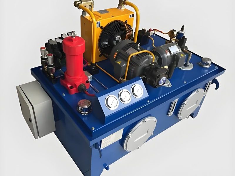 Hydraulic system diagram showing pumps, motors, and fluid lines