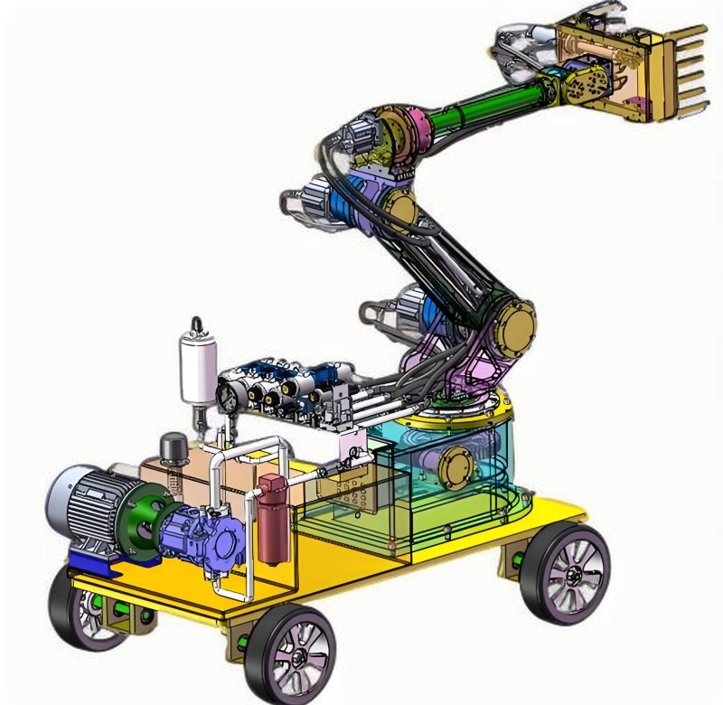 Industrial robot using closed loop hydraulic system for precise movements